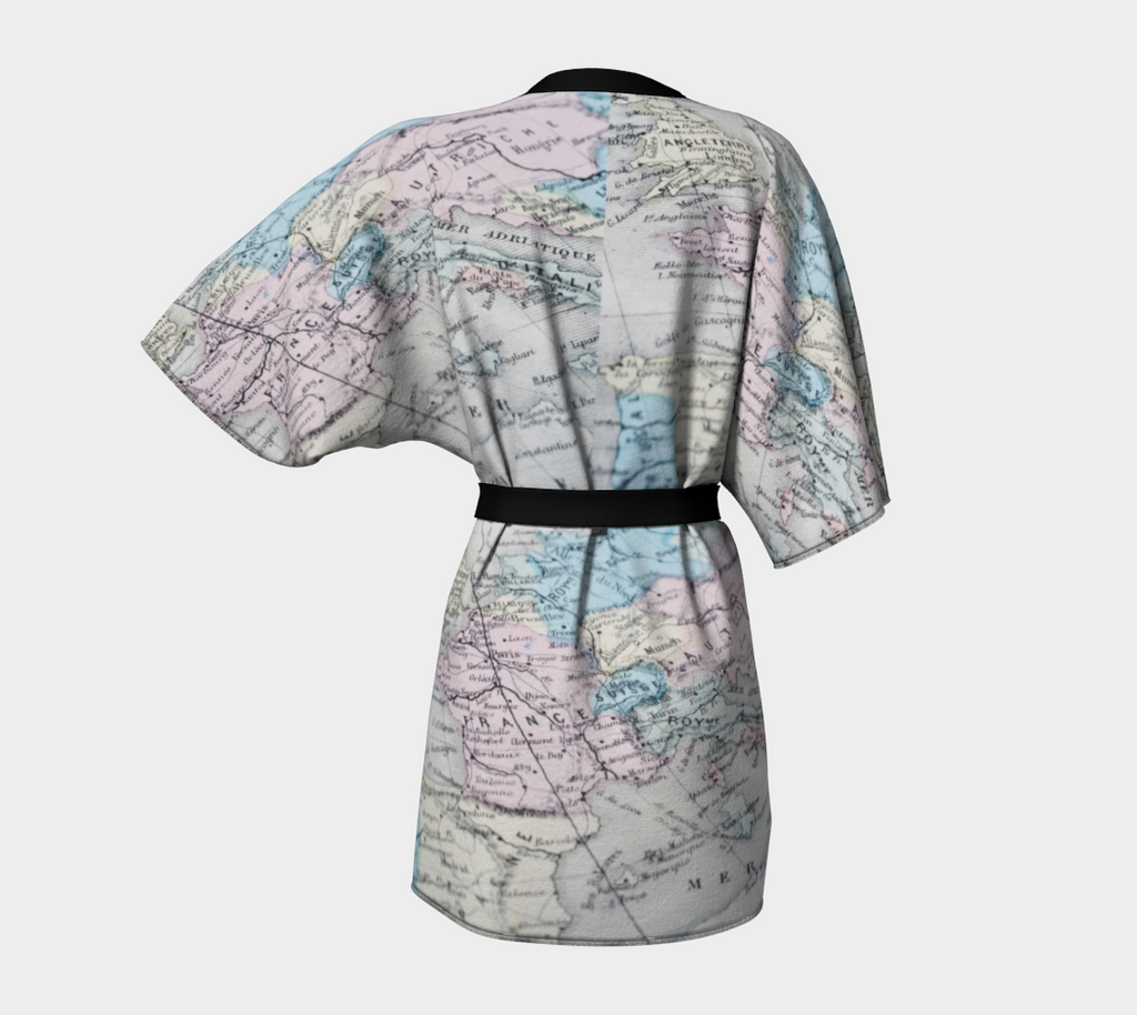 French Map Kimono - Once Upon a Find Couture 